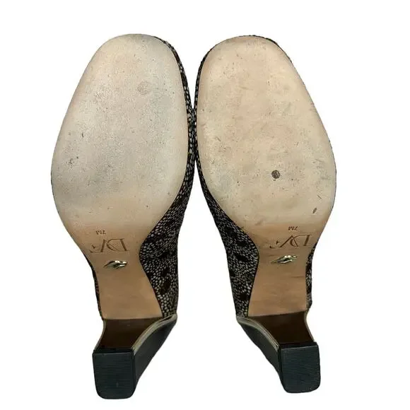 Diane Von Furstenberg Vintage Real Calf Fur Animal Print Block Heel Pumps Sz 7 - Picture 12 of 12